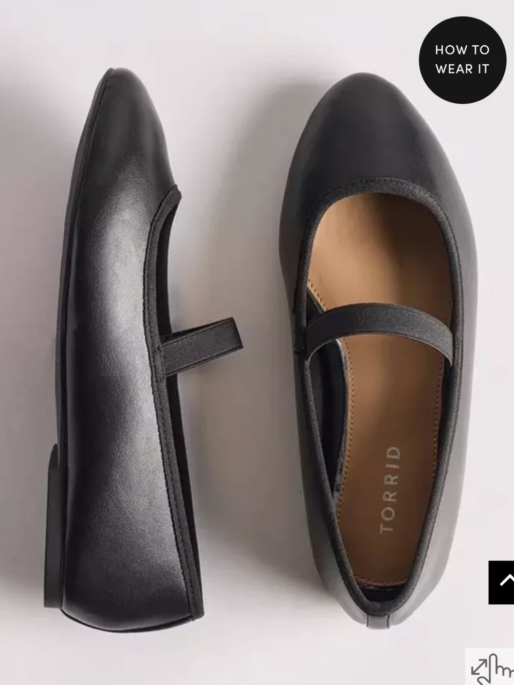 Torrid Black Elastic Strap Mary Jane Ballet Flats NWT Size 6 WW Extra Wide Width